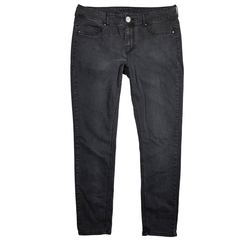Maurices Womens Jeans Black Wash Denim Skinny Leg Size 16 REG Preppy Casual‎
